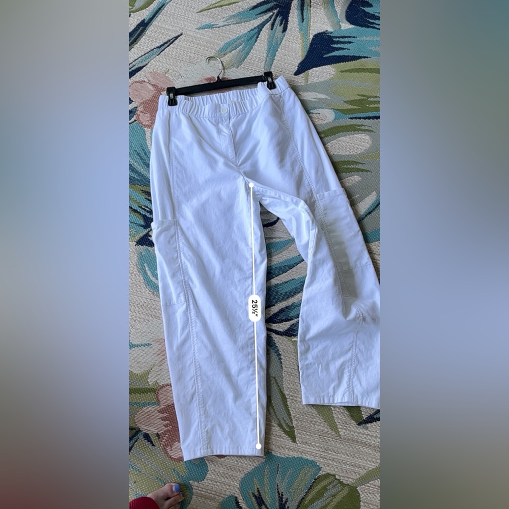 Eileen Fisher Organic Cotton and Hemp White Lantern Cargo Pocket Pull-On Pants - Picture 10 of 16